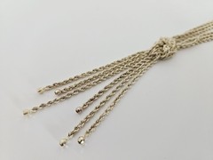 VTG Gold Vermeil Sterling Multi Strand Rope Waterfall Knot Tassel Necklace 17″