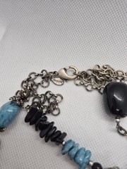 Vintage Chico’s Multi-Strand Blue and Black Necklace with Decorative Tassel