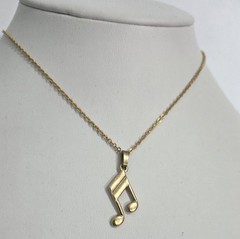 Vintage Gold Tone Chain Musical Note Charm Music Pendant Necklace Made In Korea