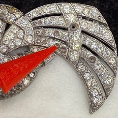 Vintage Butler and Wilson Rhinestone Ribbon Brooch Pot Metal Signed B&W READ