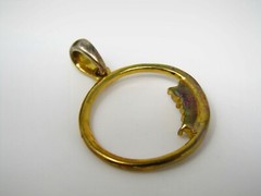 Vintage Gold Tone Open Circle Pendant with 3-Stone Crystal Accent Slide Charm