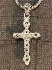 Vintage JTV Sarda Sterling Silver 925 Wheat Snake Chain w/ Filigree Sarda Cross
