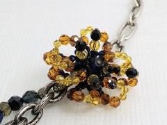 Vintage Authentic Signed Lanvin Silver Tone Crystal Asymmetrical Necklace