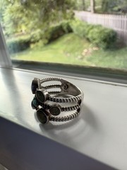 Dune Jewelry Rope Design Sterling Silver 925 Layered Multi Stone Wide Ring Sz 6