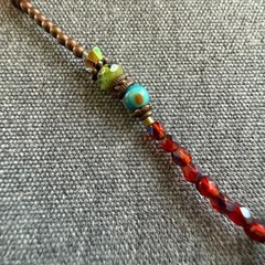 Vintage Necklace Swirl Colorful Beads Handmade Bohemian 17 + 2 inches