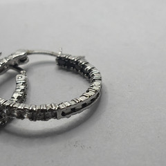 Lovely Sterling Silver FAS 925 hoop earrings CZ stones