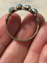 Vtg Wheeler Co. 4 Stone Turquoise Row Ring Sterling Silver 10.5 Boxed