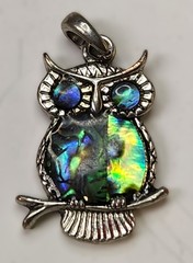 Abalone Inlay Owl Pendant 1-1/8″ Tall