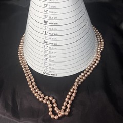 Vintage Faux Pearl Necklace Metallic Knotted Flapper Opera Wedding 8mm 68”