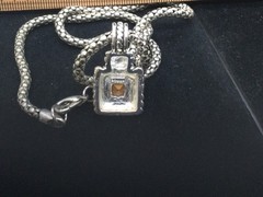 Roman Signed Black Glass Rhinestone Silver Toned Necklace