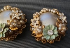 Miriam Haskell Vintage 1940s Unsigned Earrings.