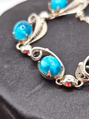 Vintage Sorrento Bracelet Sterling 925 Filigree & Larimar Stones 7″