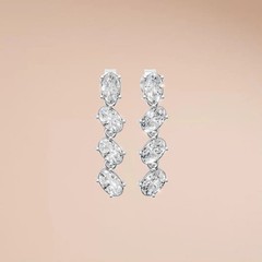 Oval Lab Grown Diamond Prong Setting Drop Dangle Bridal Wedding Earrings