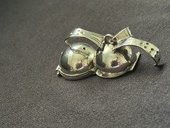 Vintage Mexico 925 Sterling Silver Folding Orb Photo Locket Pendant Sphere