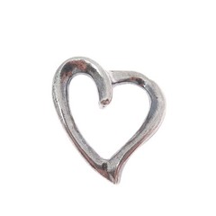 925 Sterling Silver Vintage Open Heart Oxidized Slide Charm Pendant