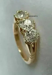 3.00Ct Vintage Art Deco Style Round Lab Created Diamonds 14K Yellow Gold FN Ring