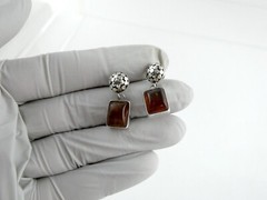Lori Bonn Sterling Silver Amber Stud Earrings 925 6.7g 7/8 Inch Length