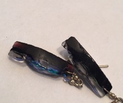 Vtg Art Glass Cut Tumble Marquis Shaped Dangle 1” Pierced Peacock Iridescent