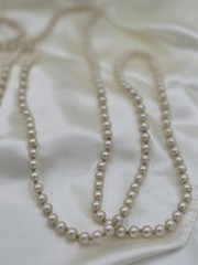 Vintage Faux Champagne Pearls With Gold Tone Spacers Long Rope Necklace 110″