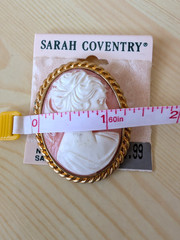 Vintage Sarah Coventry Cameo Gold Tone Brooch Classic Quality New Nickel Free
