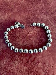 Vintage Stamped Sterling 23, 5mm Beads Bracelet 8.25″ Long