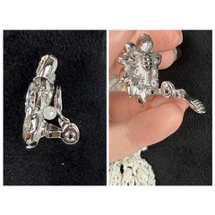 Vtg MONET Clip On Earrings Silver Tone Pear Cut Rhinestone Crystal Cluster EUC