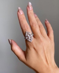 Vintage Inspired Filigree Ring 2.3 Ct Simulated Diamond 14k White Gold Plated
