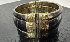 Vintage India bangle 100% genuine horn bone brass stone bracelet Made In India