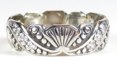 Antique Art Deco Diamond Wedding Eternity Band 14KW Ring Size 4 UK-H 5.24MM Wide