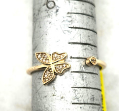 Women Girl Kid Solid 10K Yellow Gold BUTTERFLY Genuine Nat Diamond Dainty Band