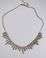 Icing Beautiful Vintage Silver Tone Clear Rhinestone Bib Choker Necklace 18″