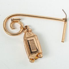Vintage Rose Gold Tone Brooch Swinging Lantern Trombone Clasp Art Moderne 1940s