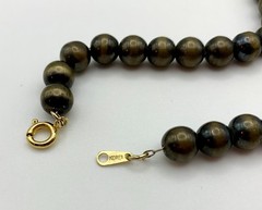 Vintage Graduated Ball Bead Necklace Antique Brass Tone 26″ Chain Strung