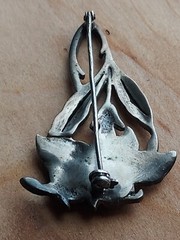 Antique Markasite Flower brooch with Akoya pearl- 800 Silver