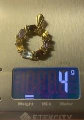 Vintage 925 Sterling Silver Vermeil Multi Gemstone Round Wreath Pendant