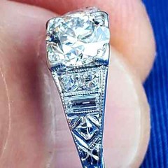 Original EARTH MINED DIAMOND ART Deco Engagement Ring 1 CARAT PLATINUM Solitaire