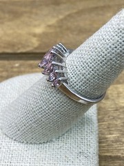 Vintage RS Covenant Pink Marquise Cut Cz Sterling Silver Cocktail Band Sz.7
