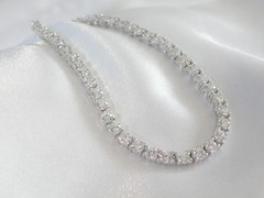 Vintage Sterling Silver 925 Cubic Zirconia Tennis Necklace Fits 18″