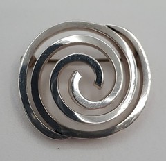 VTG 925 Spiral Brooch 1.25in Sterling Silver Solid 15g Abstract 3D Geometric