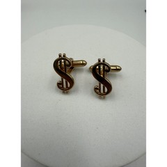 Swank Vintage Dollar Sign Cufflinks Gold Tone Novelty Finance Money Symbol Men