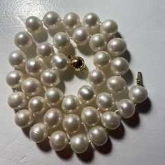 Necklace Cultured Pearl 14k 9mm Ball Clasp Big Pearls 10mm To 11mm Big Pearls
