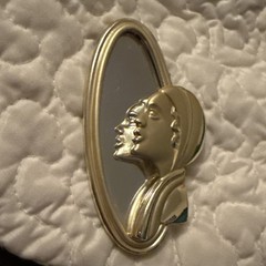 Vintage AJC Art Deco Lady Woman In Mirror Brushed Gold Tone Signed