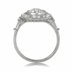 Art Deco Vintage Style Lab Created Diamond 14K White Gold Finish Engagement Ring