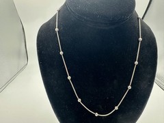 5.64g Vintage Sterling Silver 925 Beaded Snake Station Chain Necklace 18 in M