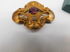 Antique Art Nouveau Art Deco 1895-1935 Amethyst Pin Brooch