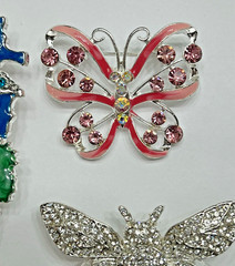 Crystal Rhinestone Bee Butterfly Brooch Pin LOT Bird Peacock Insect Animal Pink