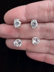 Vintage Sterling Silver Earrings Lot Of 5 Pairs CZ Crystal Dangles Studs .925