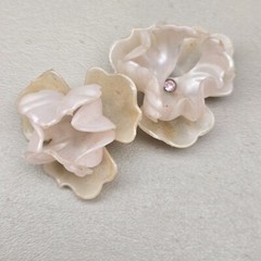 Vintage Earrings Lot West Germany Germany Plastic Clip On Floral Mid Century
