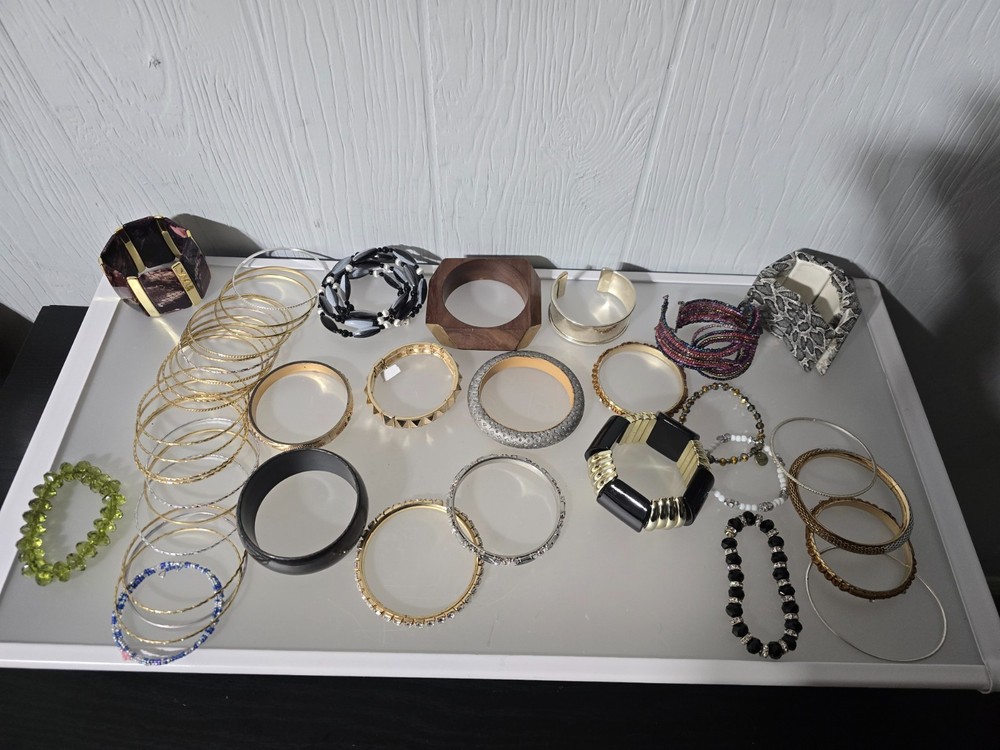 Mixed metal materials lot of 47 bracelets