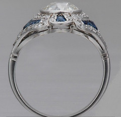 Vintage Art Deco Style Lab Created Diamond Engagement 14K White Gold Finish Ring